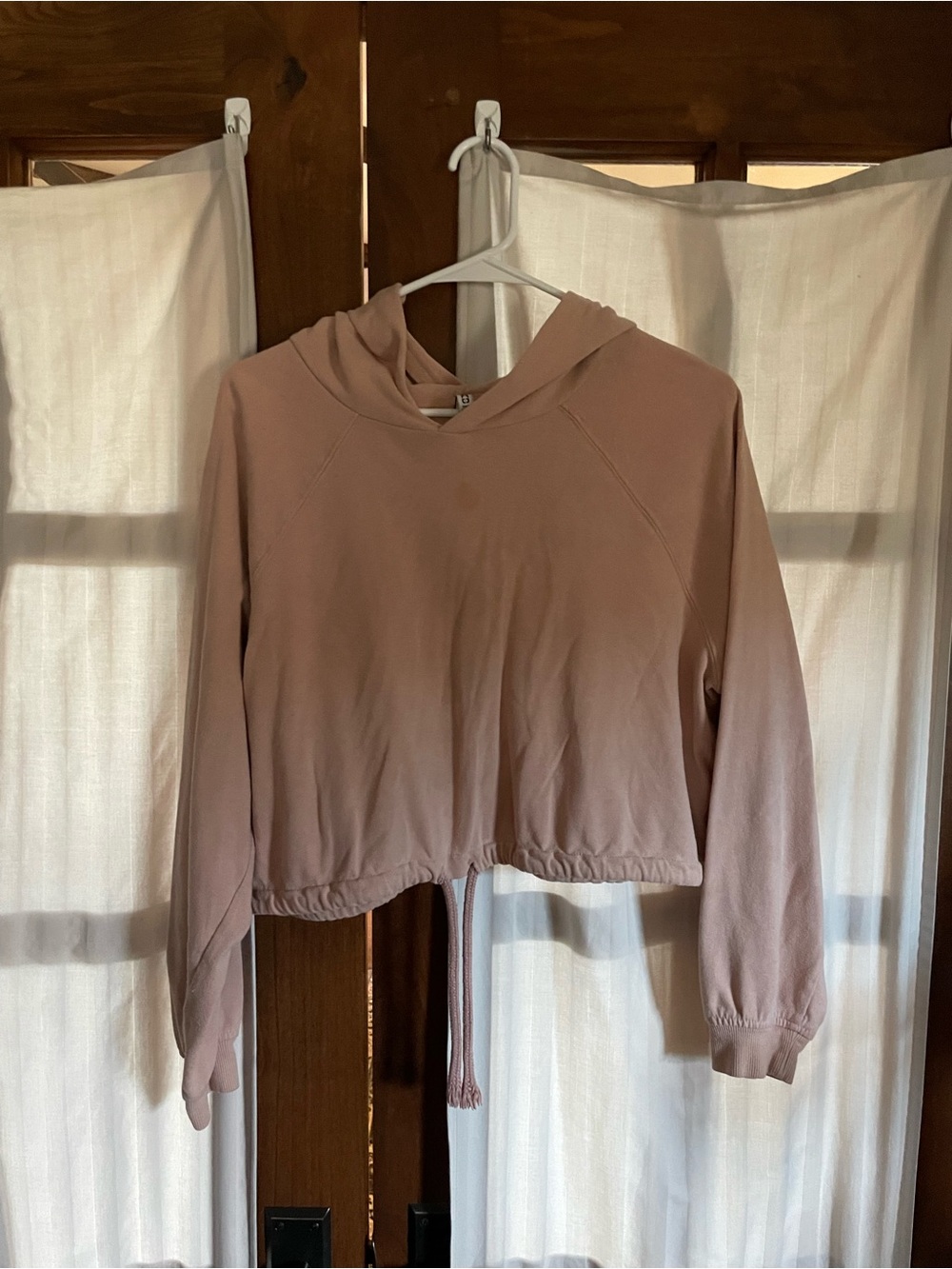 H&M Cropped Drawstring Hoodie - Rose